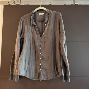 Faherty Gray Relaxed Fit boho Button Down Shirt M organic cotton